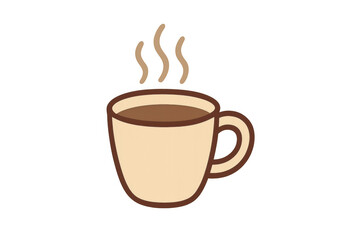 Obraz premium Steaming ceramic coffee mug with rising vapor, representing morning warmth and cafe beverage culture in minimalist graphic design style