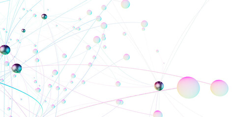 Abstract connected dots and lines. Concept of AI technology, Motion of digital data flow.