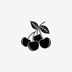Download a high-resolution cherries vector silhouette perfect for logos, packaging, t-shirts, and digital art. Clean black design on a white background, ideal for professional or personal use.
