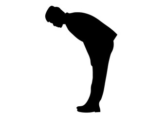 お辞儀する男性のシルエット