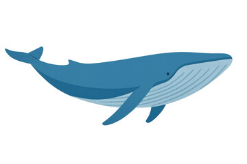 Obraz premium Blue cartoon whale gliding smoothly underwater, highlighting marine wildlife with translucent backdrop