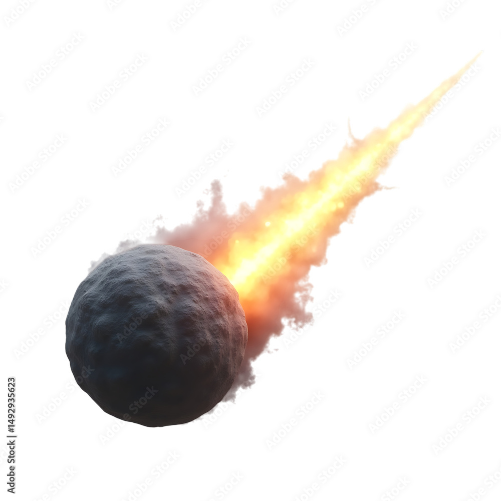 Poster meteor hurtling through space isolated on transparent background