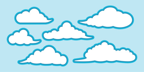 Set of vector illustrations of cloud title frames with borders