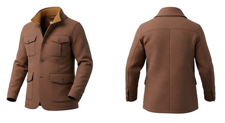 Obraz premium Brown collared jacket front and back