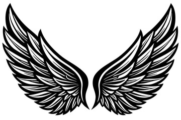 Angel and eagle wings vector illustration set with tribal feather design elements