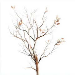 Fototapeta premium A minimalist illustration of a tree with delicate branches and soft leaves, symbolizing nature's beauty and tranquility.