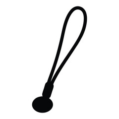 Simple Black Cell Phone Charm or Decorative Lanyard Isolated on White