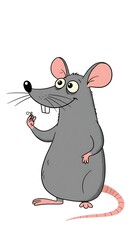 Amused cartoon rat holding small bomb