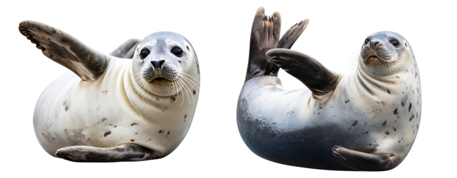 Happy Seal Lying on Its Back Relaxing Isolated on Transparent Background PNG
