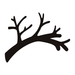 Obraz premium Stylized black branch silhouette with bare twigs against a white background, digital art
