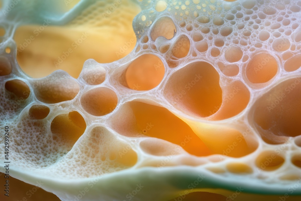 Aufkleber complex patterns of bubbles and foam create an intricate abstract design with soft golden hues