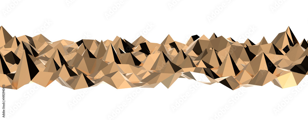 Poster gold polygon background 3d rendering, 3d illustration. abstract triangle background. gold background