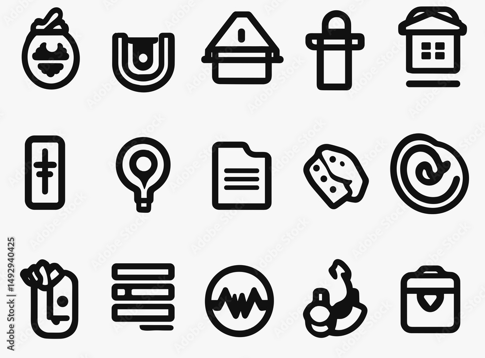 Aufkleber simplified icon set: a collection of clean and versatile icons, ideal for various design needs, prov