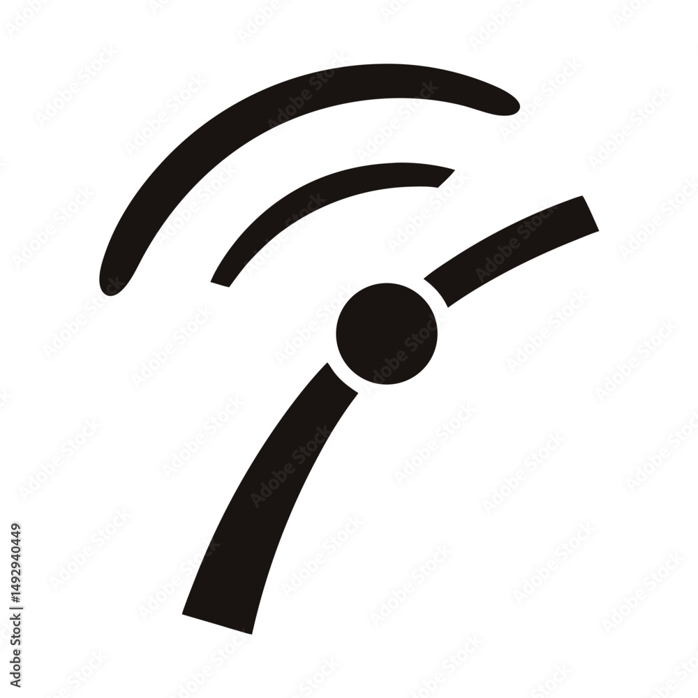 Poster stylized wireless signal icon with curved lines and circle center point