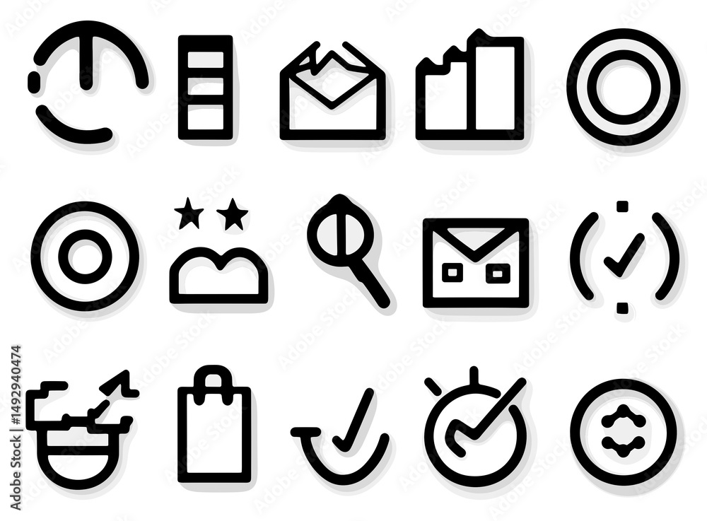 Fototapete icon set in vector style: set of minimalist vector icons featuring a range of symbols, from power bu