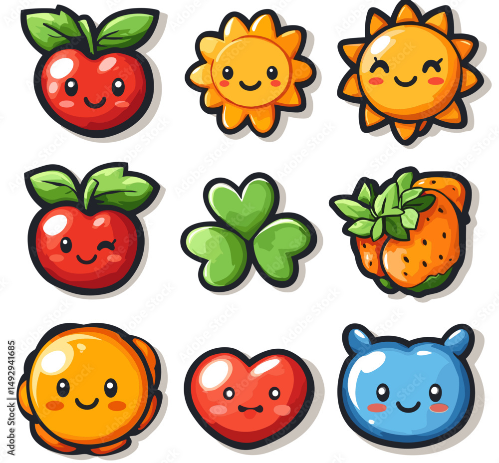 Poster playful array of charms: an appealing collection of handcrafted illustrations, featuring cheerful an