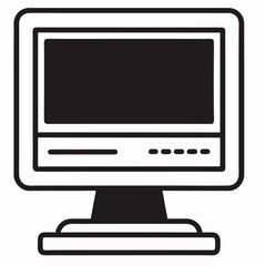 A very basic computer icon with a translucent backdrop and a simple black color