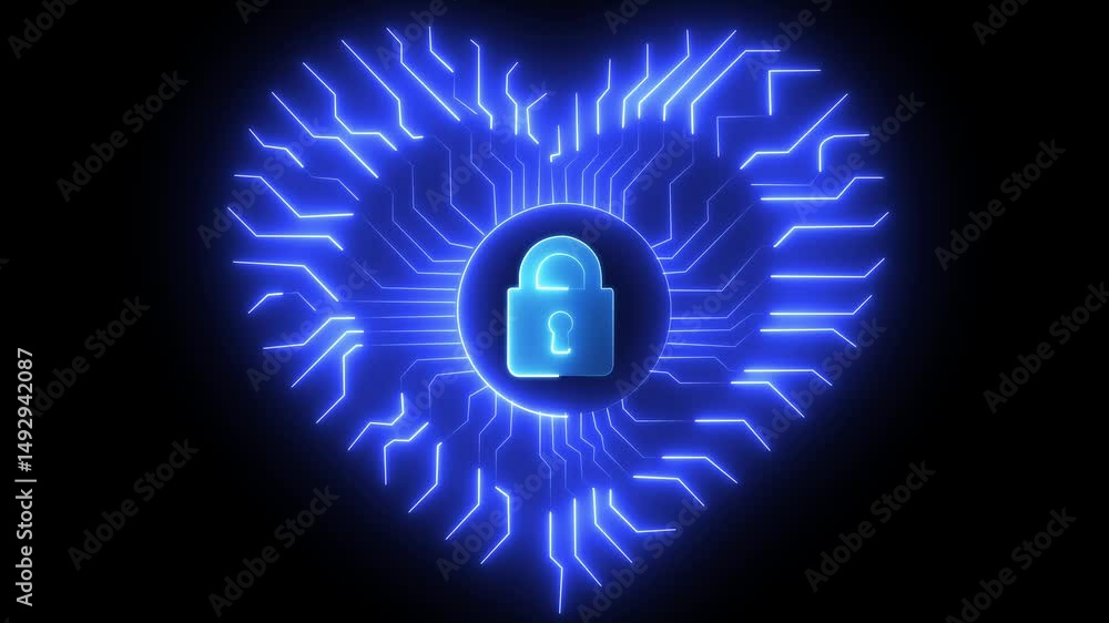 Aufkleber heart love and romantic symbol digital concept. cyber technology and computer network background. cy