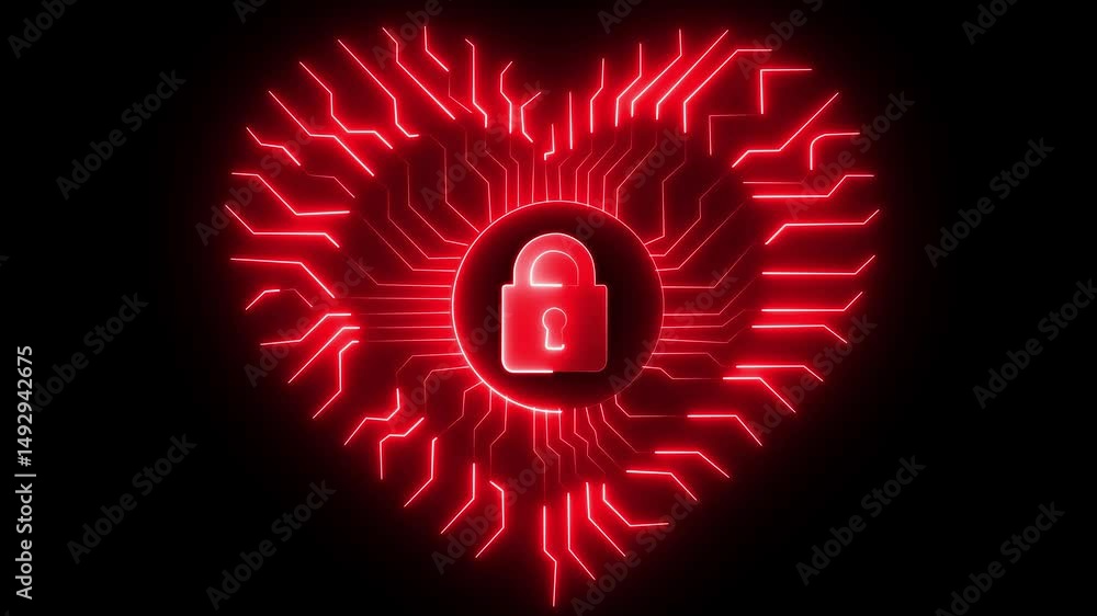 Aufkleber heart love and romantic symbol digital concept. cyber technology and computer network background. re