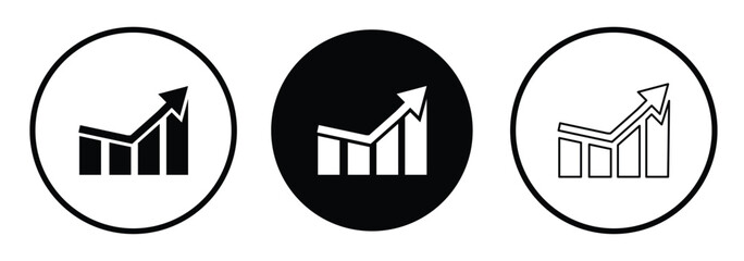 Growing bar chart  vector icon. increase chart icon set.
