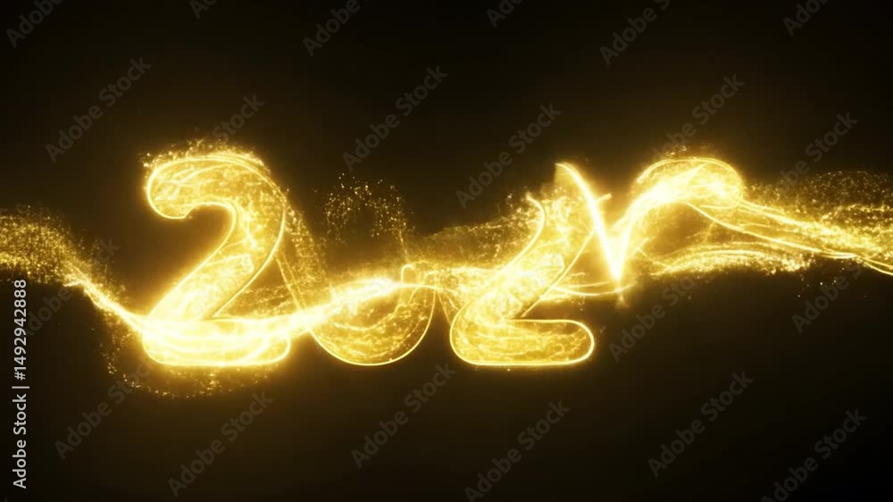 Poster 2026 glowing numbers vibrant and dynamic visual representation of future with sparkling effects and 