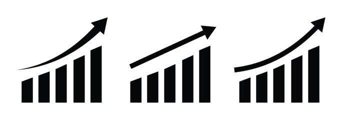 Growing graph set. Business chart with arrow. increase chart icon set.
