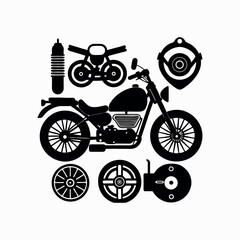 Motorcycle elements vector on white background