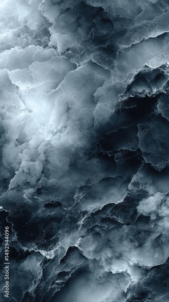 Poster abstract dark blue marble texture background with cloud like pattern and veins macro close up shot