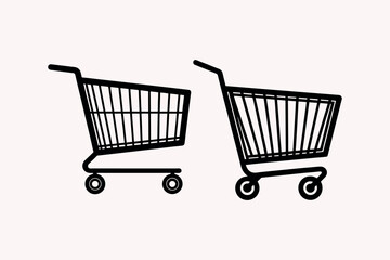Shopping cart vector silhouette on white background