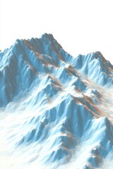 Naklejka premium Low Poly Mountain Range Digital Illustration Abstract Landscape Generative Art Perspective View