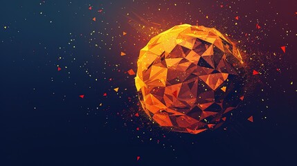 Abstract Gradient Sphere Vector: Orange, Yellow, Triangle, Modern Tech, Digital Marketing