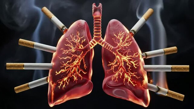 Smoking lungs illustration graphic design for medical use. World No Tobacco Day.