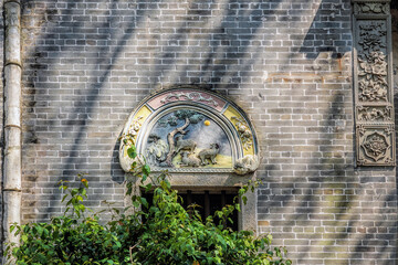 Foshan city, Guangdong, China. Wu Family Courtyard, now the Jiujiang Overseas Chinese Museum in Nanhai district. A rare combination of Chinese Lingnan and Western styles characteristics.