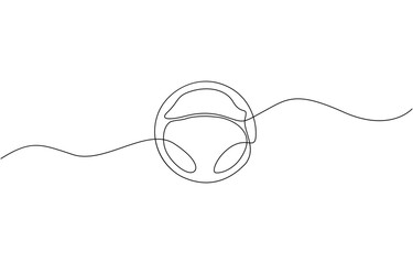 Obraz premium Steering wheel symbol in continuous line drawing style. Abstract background, Continuous line drawing style. Line art of steering wheel icon. Vector illustration. Abstract background.