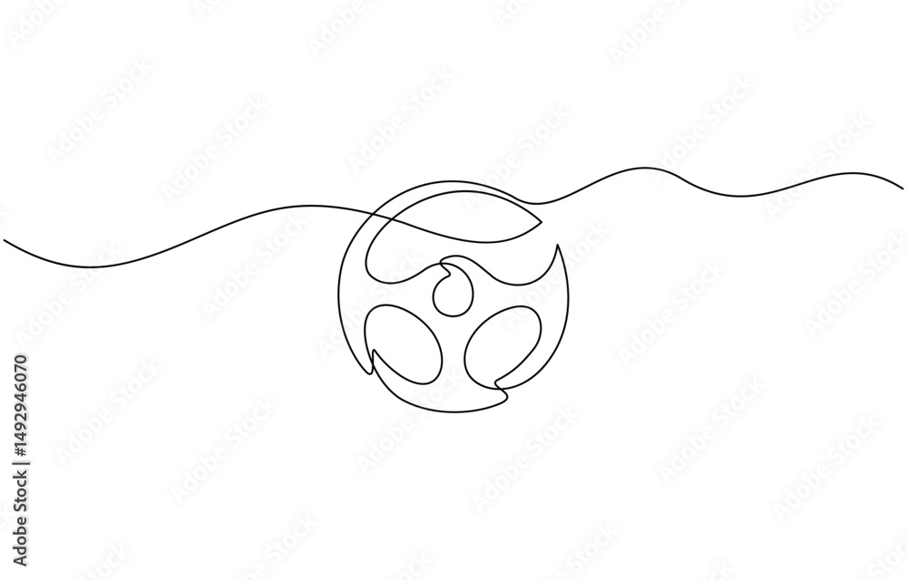 Poster steering wheel symbol in continuous line drawing style. abstract background, continuous line drawing