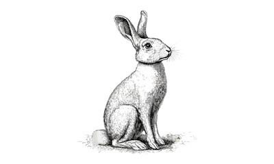 Arctic Hare Engraving, Vintage Mammal Illustration, Cold Climate Nature Sketch, Monochrome Etching, Antique Style Wildlife Art, Black Sketch Wildlife, Trendy Vintage Illustration