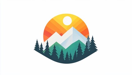 Fototapeta premium Sunset Mountain Landscape Logo.