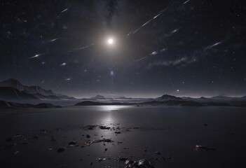 Millions of shimmering stars illuminate the vast, black expanse ,  nebula,  space,  outer space