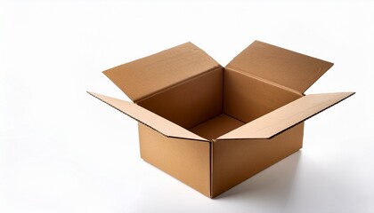 open brown cardboard box isolated on white background empty brown kraft carton box concept of packaging shipping and delivery