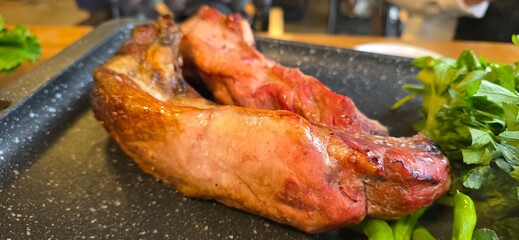 grilled pork with vegetables