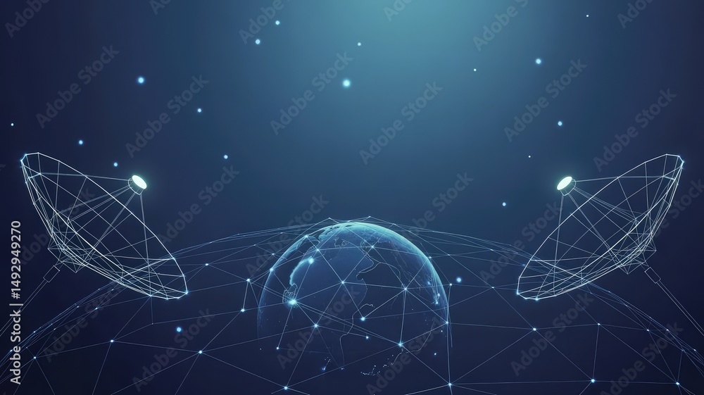 Poster global connectivity: a futuristic digital representation showcases the earth entwined with intricate