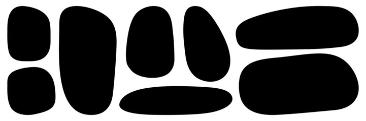 Set of black irregular box. Empty abstract jagged shapes collection. Vector speech bubble elements. Organic forms space for text