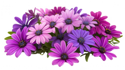 Beautiful Bunch of Osteospermum Flowers in Pink and Purple PNG transparent background