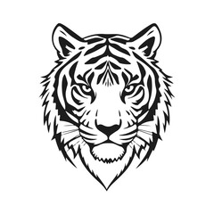 Tiger head vector, wild animal face, tribal tiger design, jungle predator art, feline emblem icon	