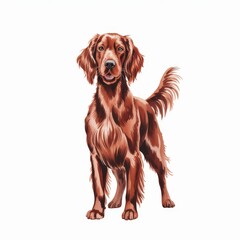 Irish Setter Dog Standing Illustration