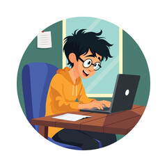 Man Doing Fast Typing  Vector illustration. EPS 10 file