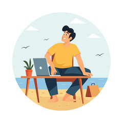 Man Doing Outdoor work Vector illustration. EPS 10 file