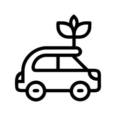 Electric vehicle eco icon. Car with plug promoting sustainable transportation.