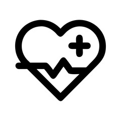 Health vitality symbol icon. Heart with plus sign promoting overall wellness.