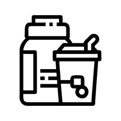 Protein shake fitness icon. Shake bottle supporting muscle recovery nutrition.